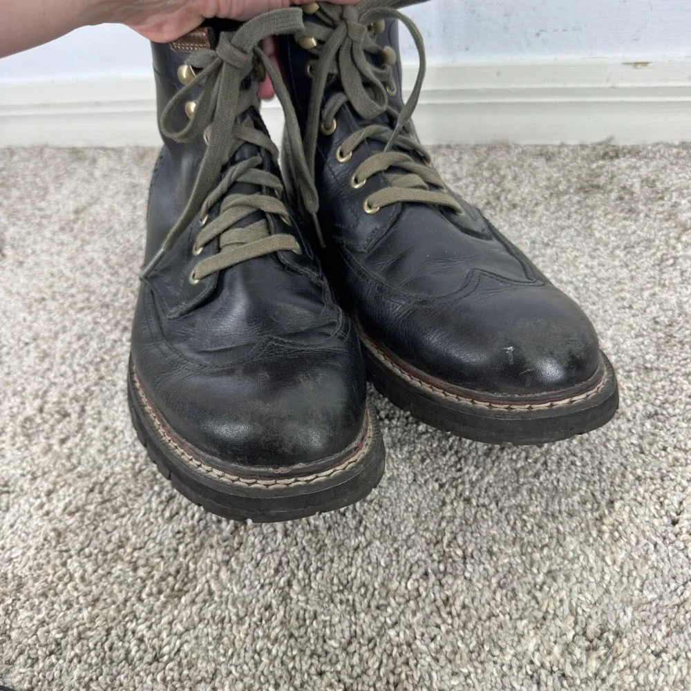 Timberland Earthkeepers Britton Hill Black Leather Wingtip Boots Mens 7.5 Urban